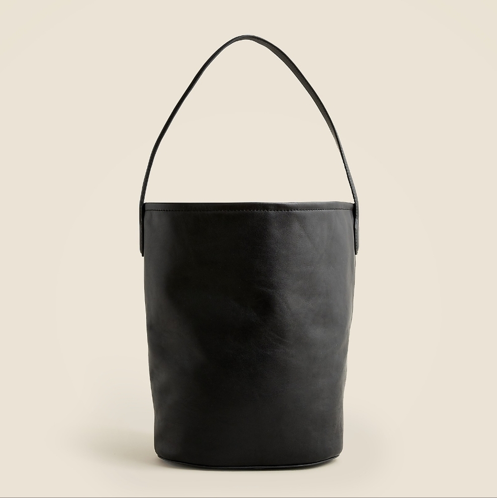 J Crew Berkeley Bucket Bag in Black Leather